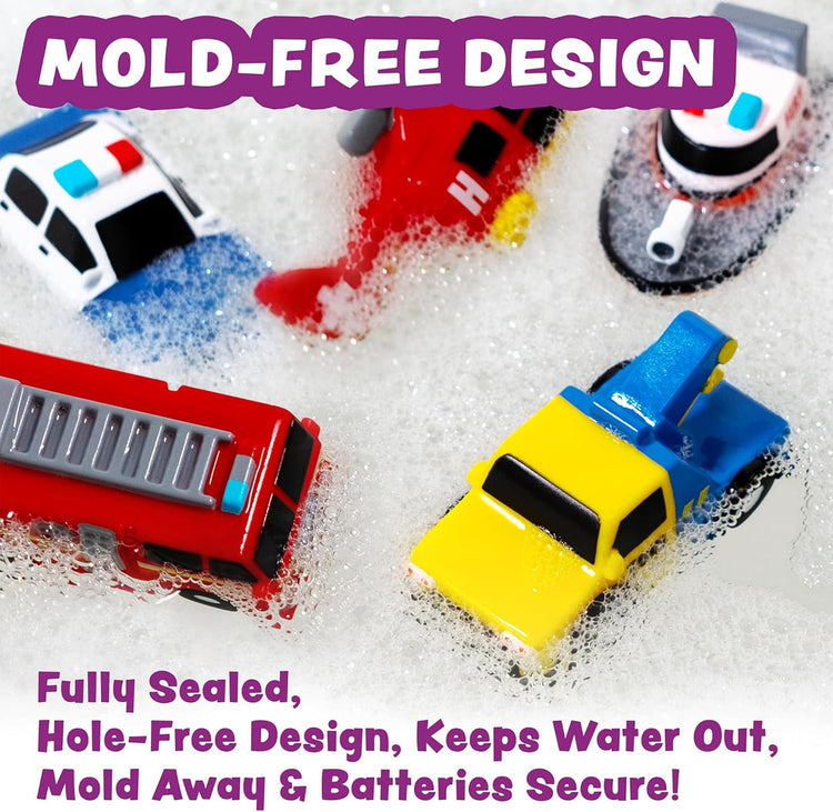 Tub Works | Emergency Cars | Light Up | Mold Free Bath Toy | Ages 1+ - 4