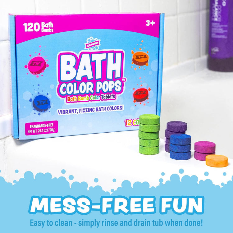 Tub Works | Bath Color Pops | Moisturizing Kids Bath Bombs | 120 Count | Ages 3+ - 7