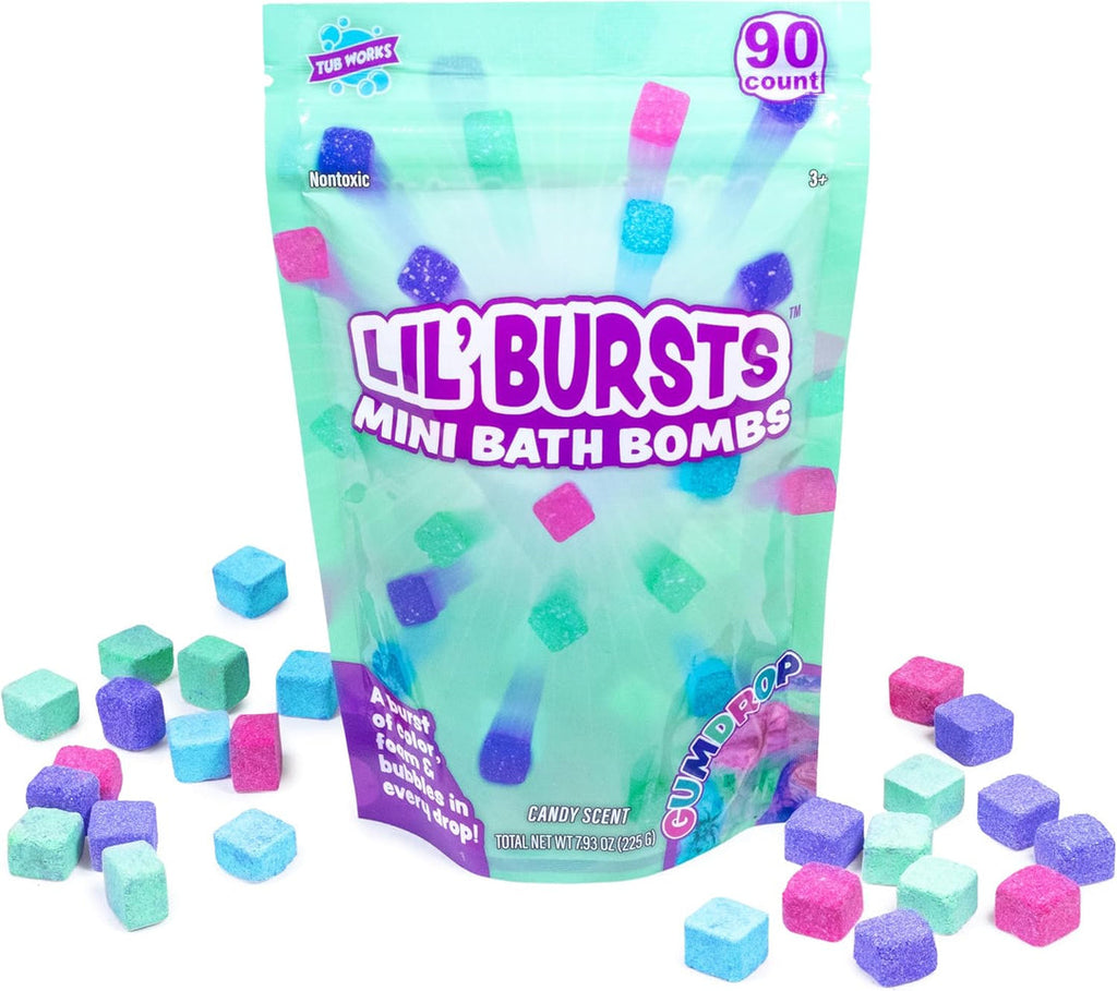 Tub Works | Lil' Bursts | Mini Bath Bombs For Kids | 90 Count | Gumdrop | Ages 3+ - 9