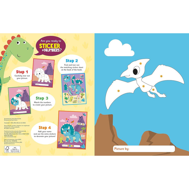 My First Sticker By Numbers: Dinosaurs And Dragons Activity Book - CR Toys