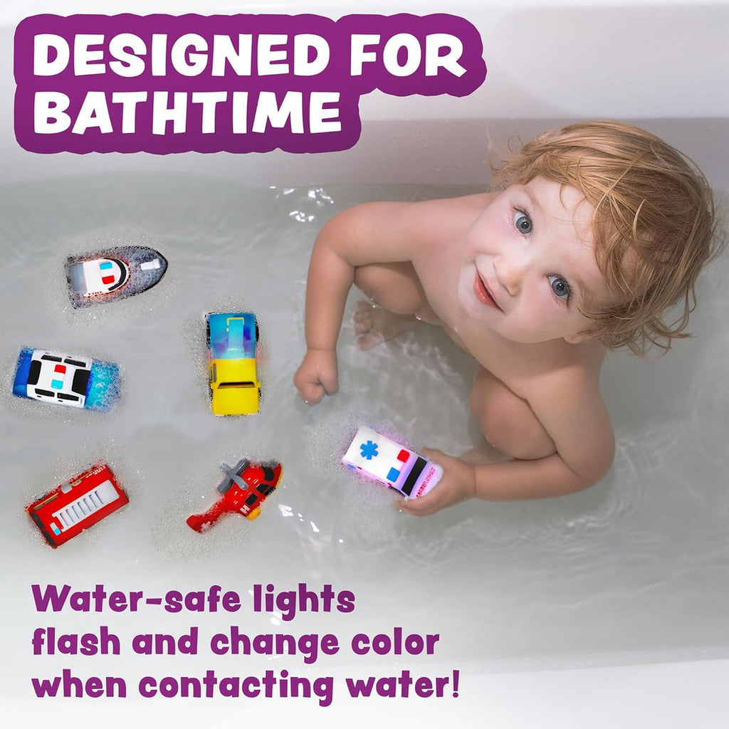 Tub Works | Emergency Cars | Light Up | Mold Free Bath Toy | Ages 1+ - 6