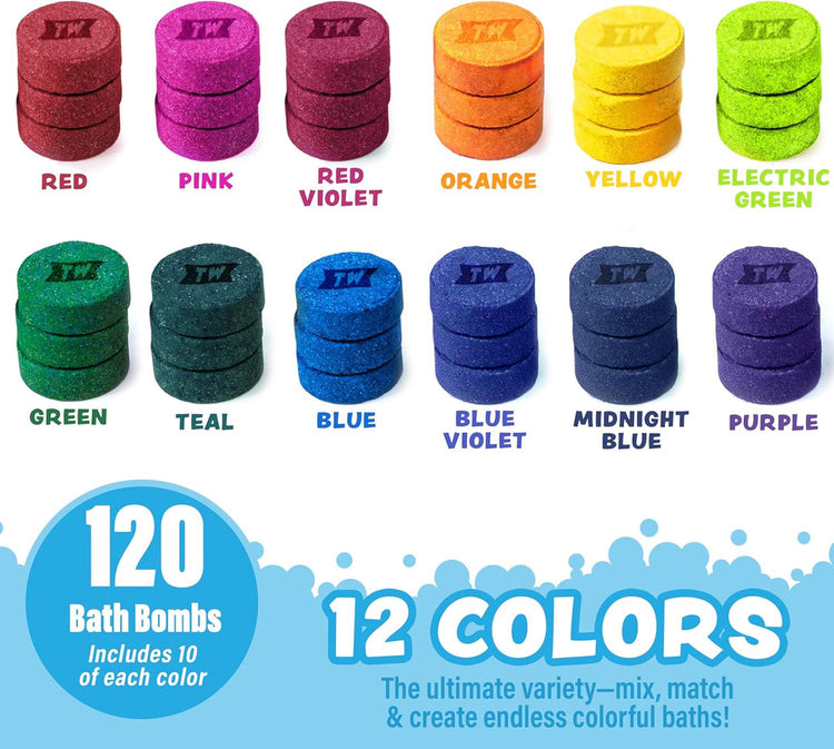 Tub Works | Bath Color Pops | Moisturizing Kids Bath Bombs | 120 Count | Ages 3+ - 4