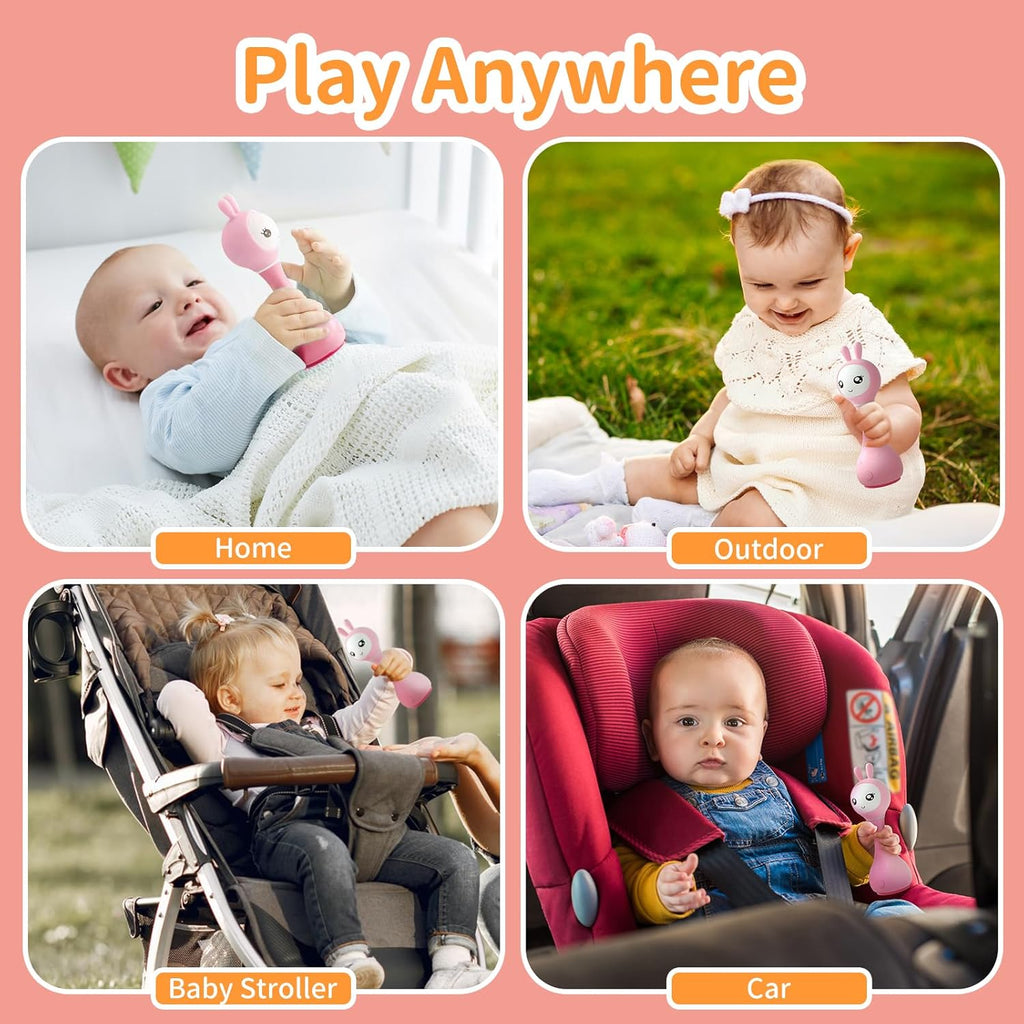 Smarty Bunny Sensory Toys w/Music Lights & Teething | Pink - 8