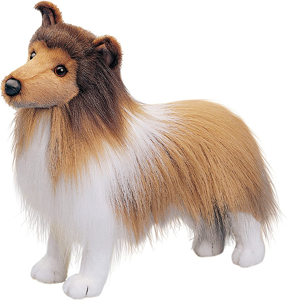 Douglas plush Shetland Sheepdog stuffed animal with realistic sable and white coloring standing upright