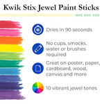 The Pencil Grip Kwik Stix Tempera Paints, Tempera Paint Pens, Super Quick Drying, 10 Assorted Jewel Colors