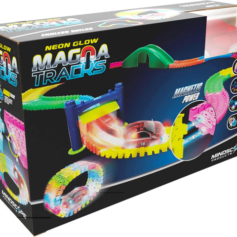 Neon Glow Magna Tracks 12 Feet Of Neon Glow In The Dark Magnetic Raceway With Accessories + Vehicle