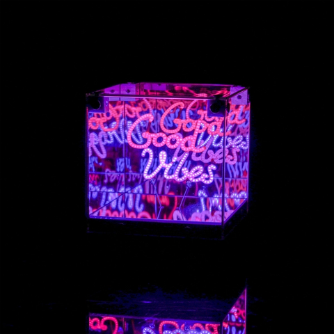 LED 3D Mirror Cube | Good Vibes - 1
