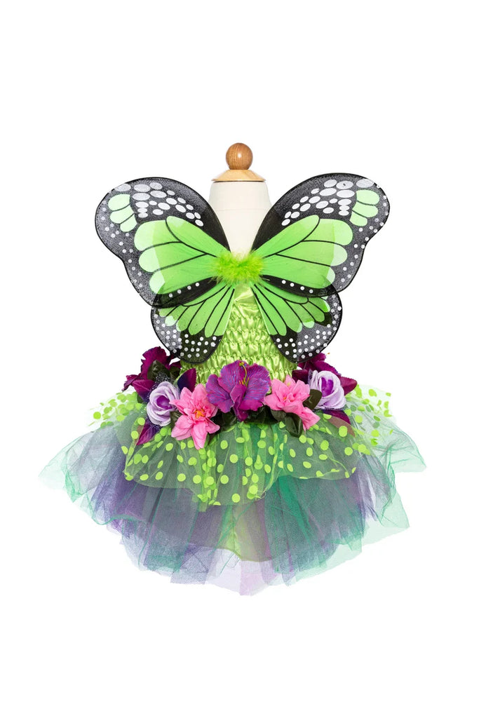 Gown | Fairy Blooms Deluxe Dress & Wings | Green | Size 3-4 - 2