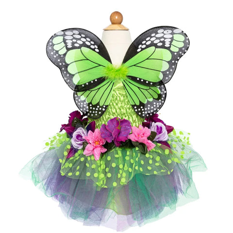 Gown | Fairy Blooms Deluxe Dress & Wings | Green | Size 3-4 - 1