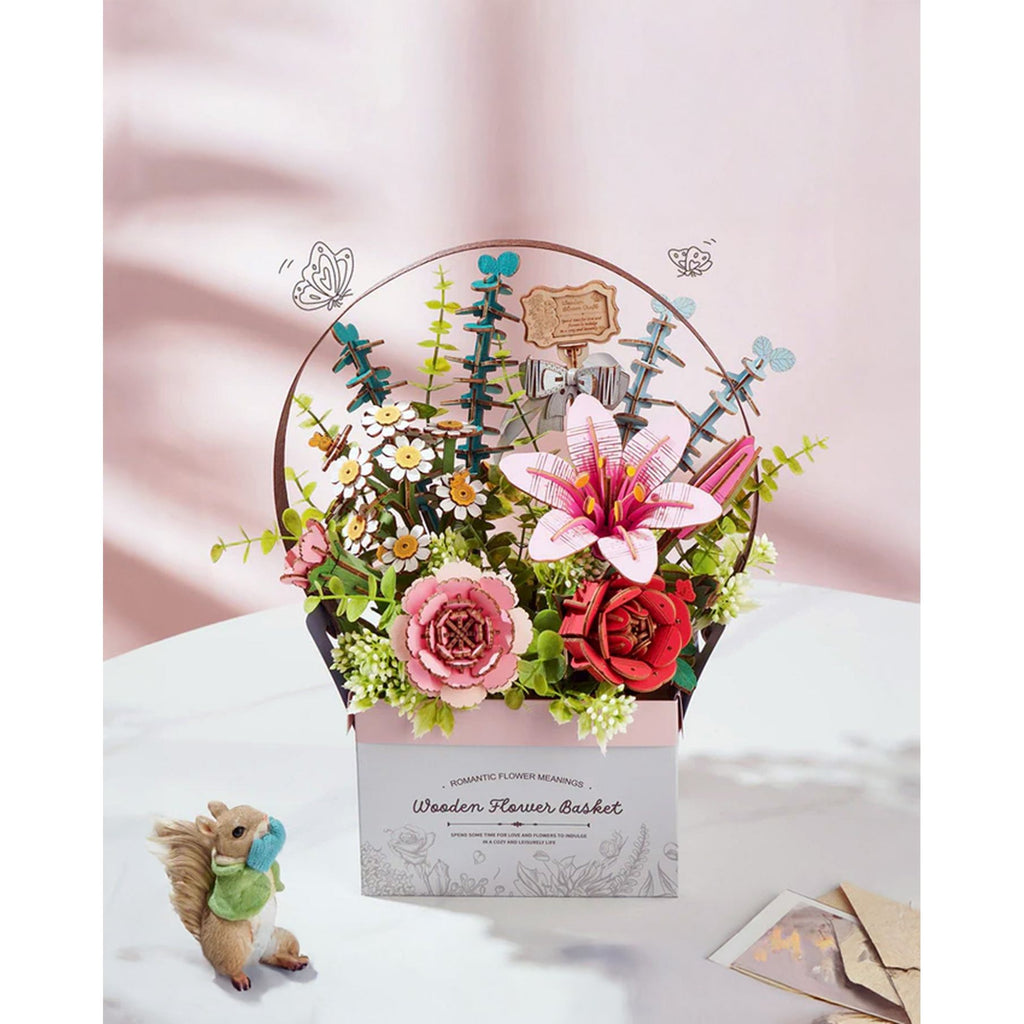 Hands Craft | Wooden Flower Puzzle Basket 12+ - CR Toys