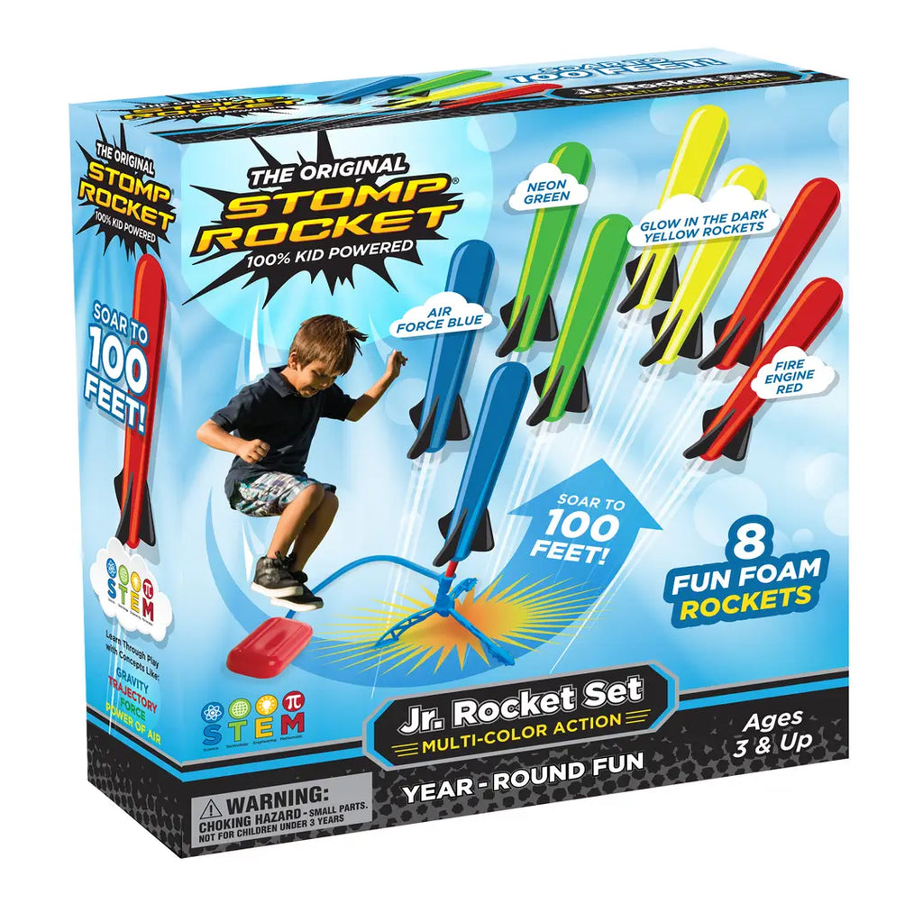 Jr Rainbow Stomp Rocket Kit | 8 Rockets | Ages 3+ - 1