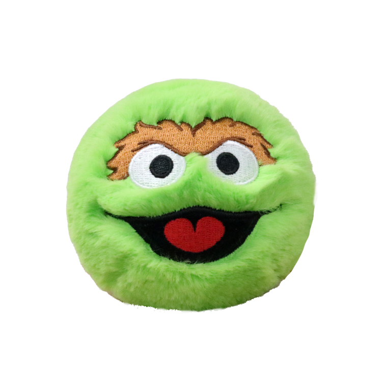 Ty Beanie Bellies Oscar the Grouch round plush toy with green fur and smiling face