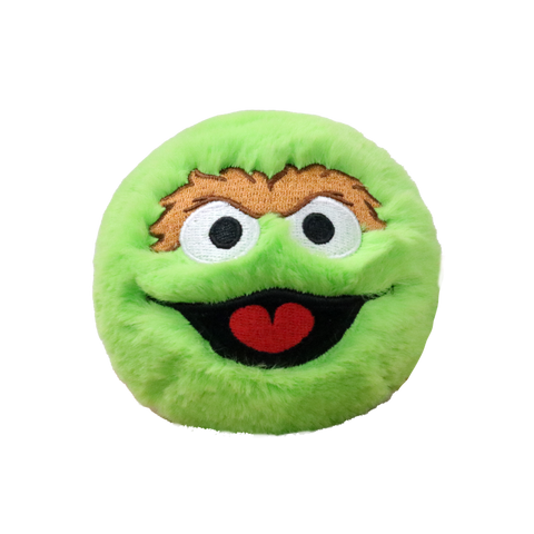 Ty Beanie Bellies Oscar the Grouch round plush toy with green fur and smiling face