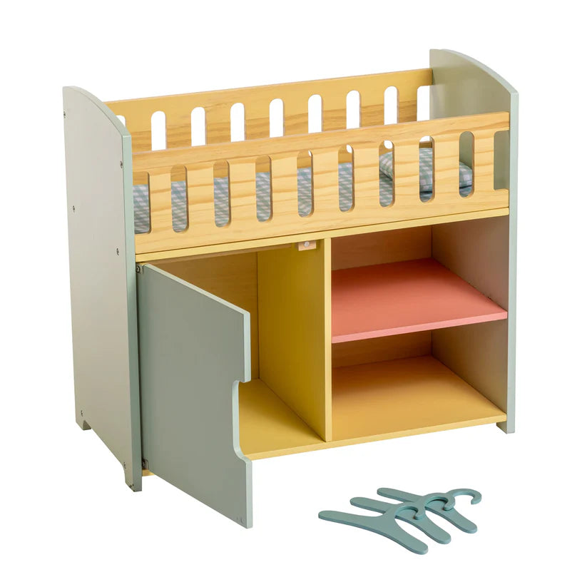 Berenguer Boutique Wooden Crib/Closet Fits Doll Up To 18" For Ages 2+