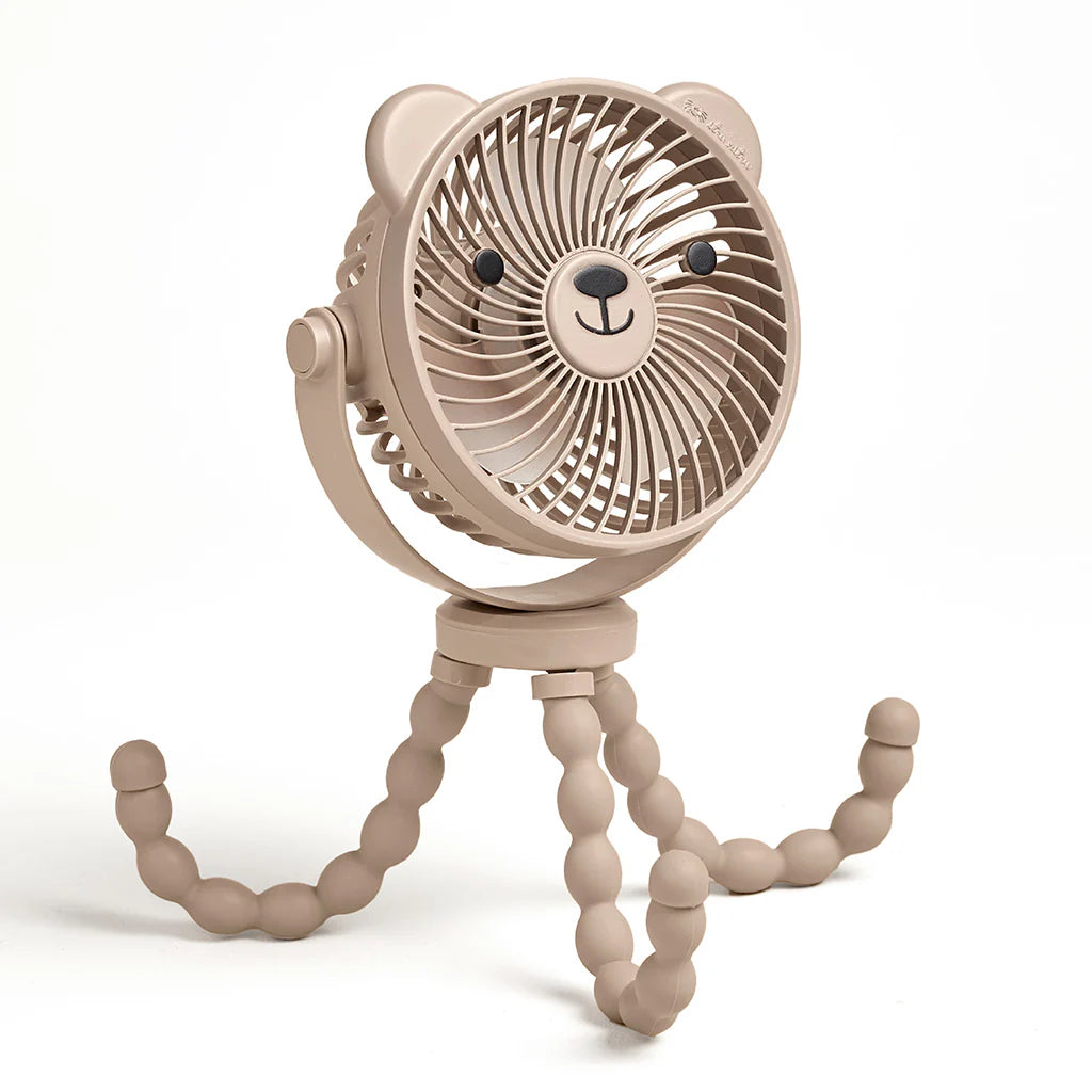Itzy Ritzy Itzy Breeze 3-speed stroller fan with bear face design and flexible octopus legs