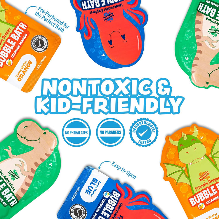 Tub Works | Magical Kids Bubble Bath | Green, Blue or Orange Bath Colors | Single Pack | 3+ - 6