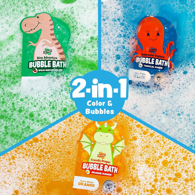 Tub Works | Magical Kids Bubble Bath | Green, Blue or Orange Bath Colors | Single Pack | 3+ - 3