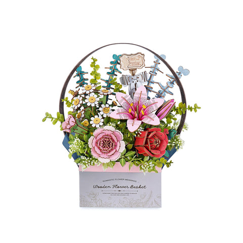 Hands Craft | Wooden Flower Puzzle Basket 12+ - CR Toys