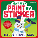 My First Paint By Sticker Happy Christmas book cover featuring a geometric snowman for ages 3 and up