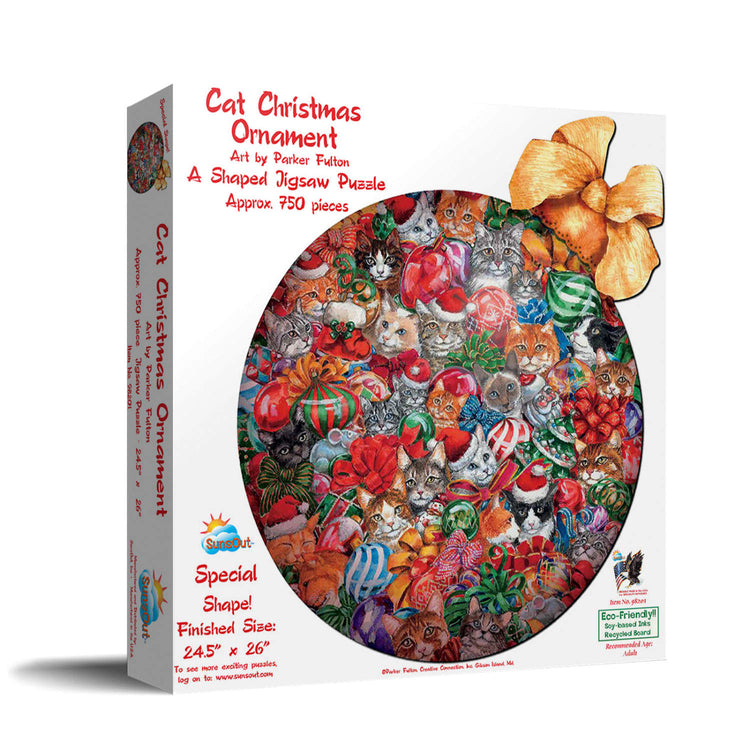 Cat Christmas Ornament Shaped Puzzle 750pc