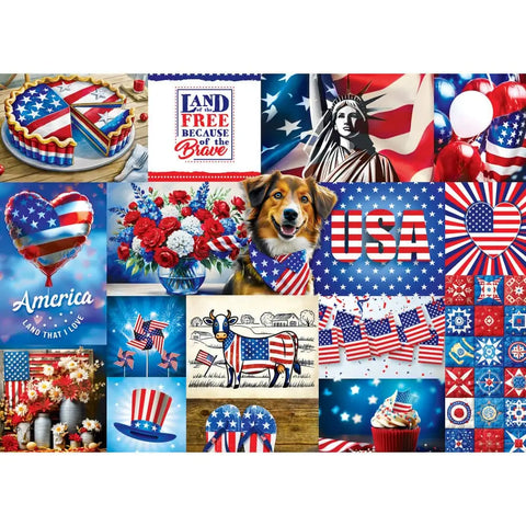 Puzzle | Celebrate America - Red, White, and Blue All Over | 1000 Piece Jigsaw - CR Toys