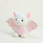 Warmies white bat stuffed animal plush with pink wings and ears on neutral background
