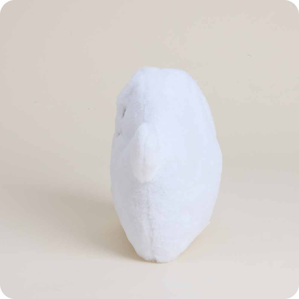 White plush ghost stuffed animal Warmies toy with soft fluffy texture side view