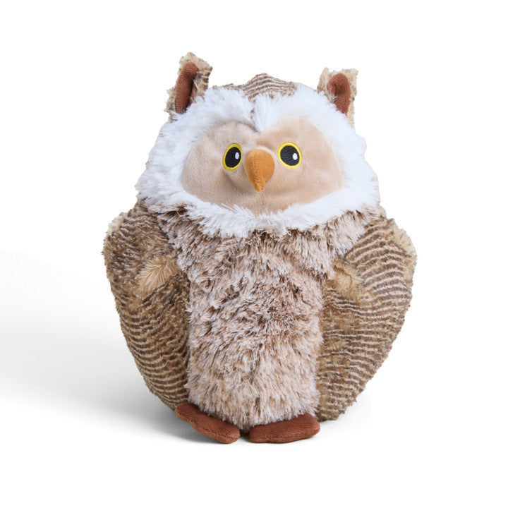 Warmies Woodland Owl plush stuffed animal with brown feathers and yellow eyes