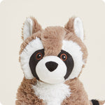 Warmies raccoon plush stuffed animal with brown fur and black eye mask detail