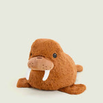 Warmies walrus stuffed animal plush toy with white tusks on light background