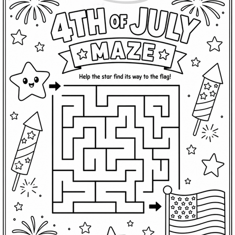 4th Of July Maze For Kids! - 1