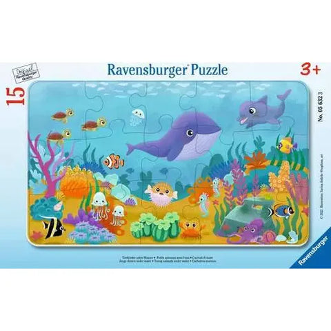 Puzzle | Young Animals Under Water |15pc Frame Puzzle - CR Toys
