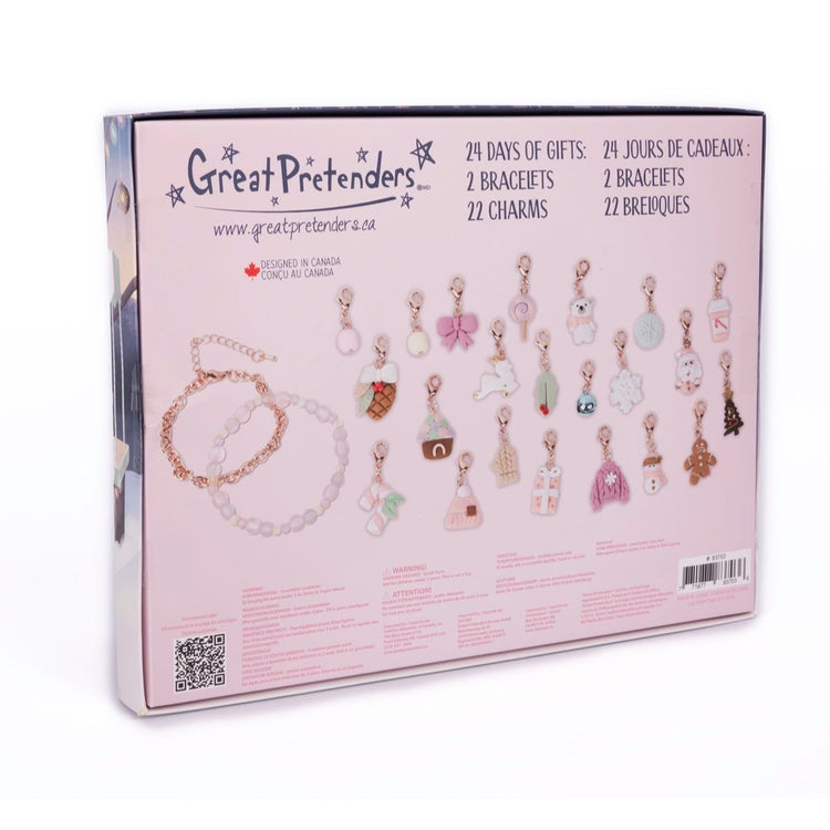 Great Pretenders Cozy Christmas bracelet advent calendar box showing 2 bracelets and 22 holiday charms