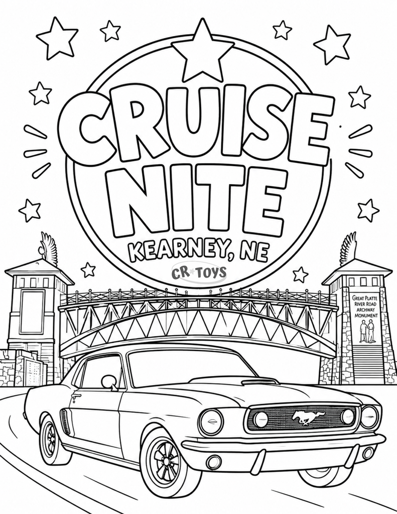 Cruise Nite Archway Coloring Page - 1