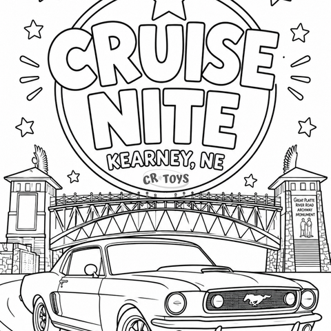 Cruise Nite Archway Coloring Page - 1