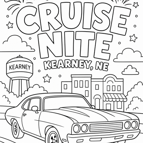 Cruise Nite Coloring Page - 1