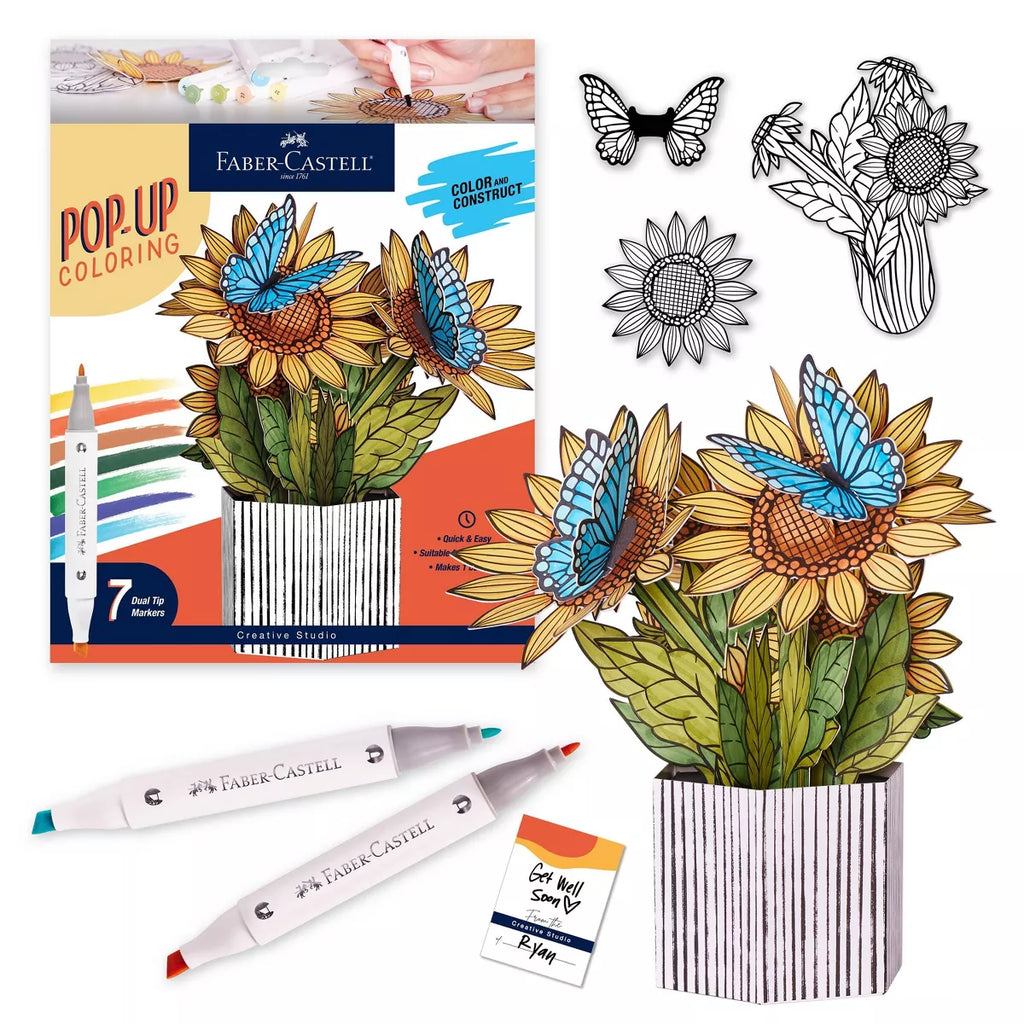 Pop Up Coloring Sunflowers and Butterflies
