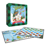 The Grinch Checkers and Tic Tac Toe tin set with game boards and pieces displayed