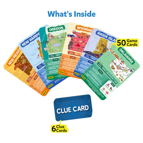 Skillmatics Guess in 10 States of America card game box for ages 8-99