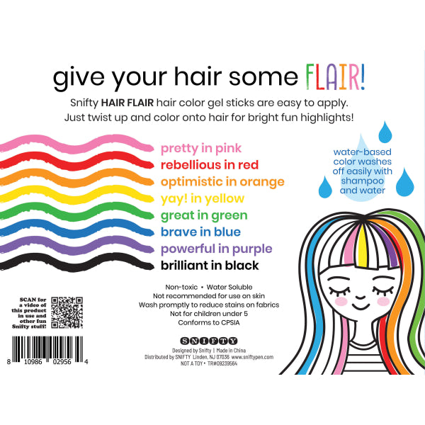 Hair Flair Set Of 8 Gel Sticks - CR Toys