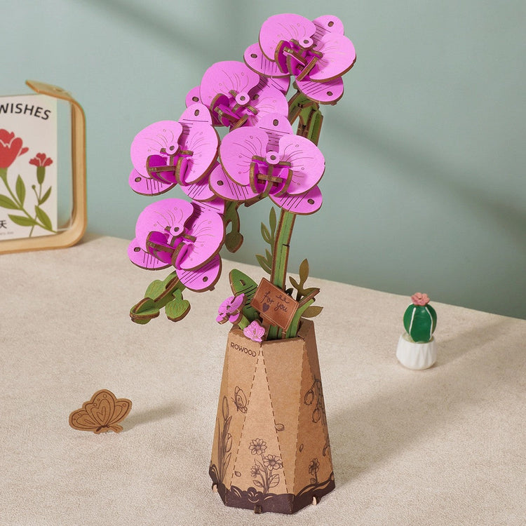 Hands Craft | Wooden Flower Purple Moth Orchid 14+
