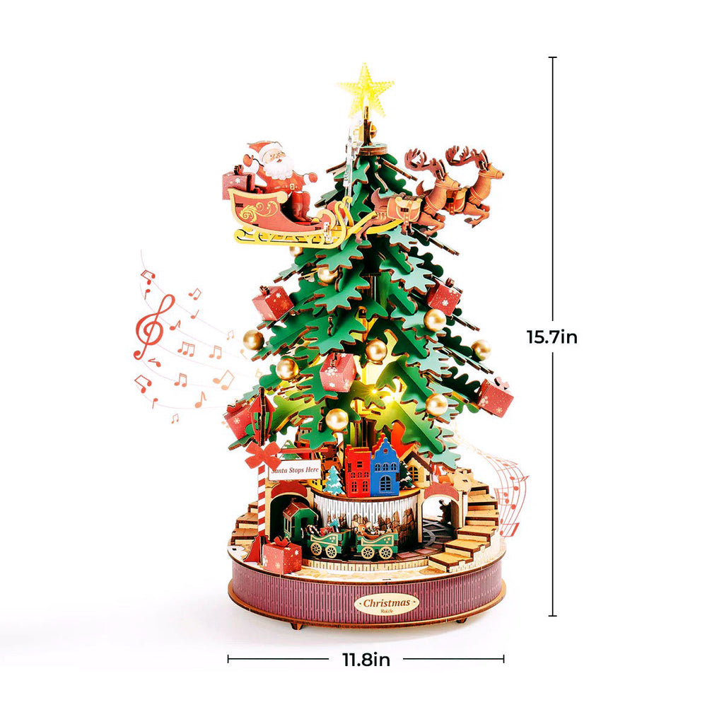 Hands Craft | 3D Wooden Puzzle Music Box Christmas Melody Tree 14+