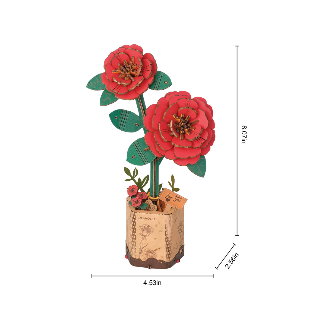 Hands Craft | Wooden Flower Red Camellia 14+
