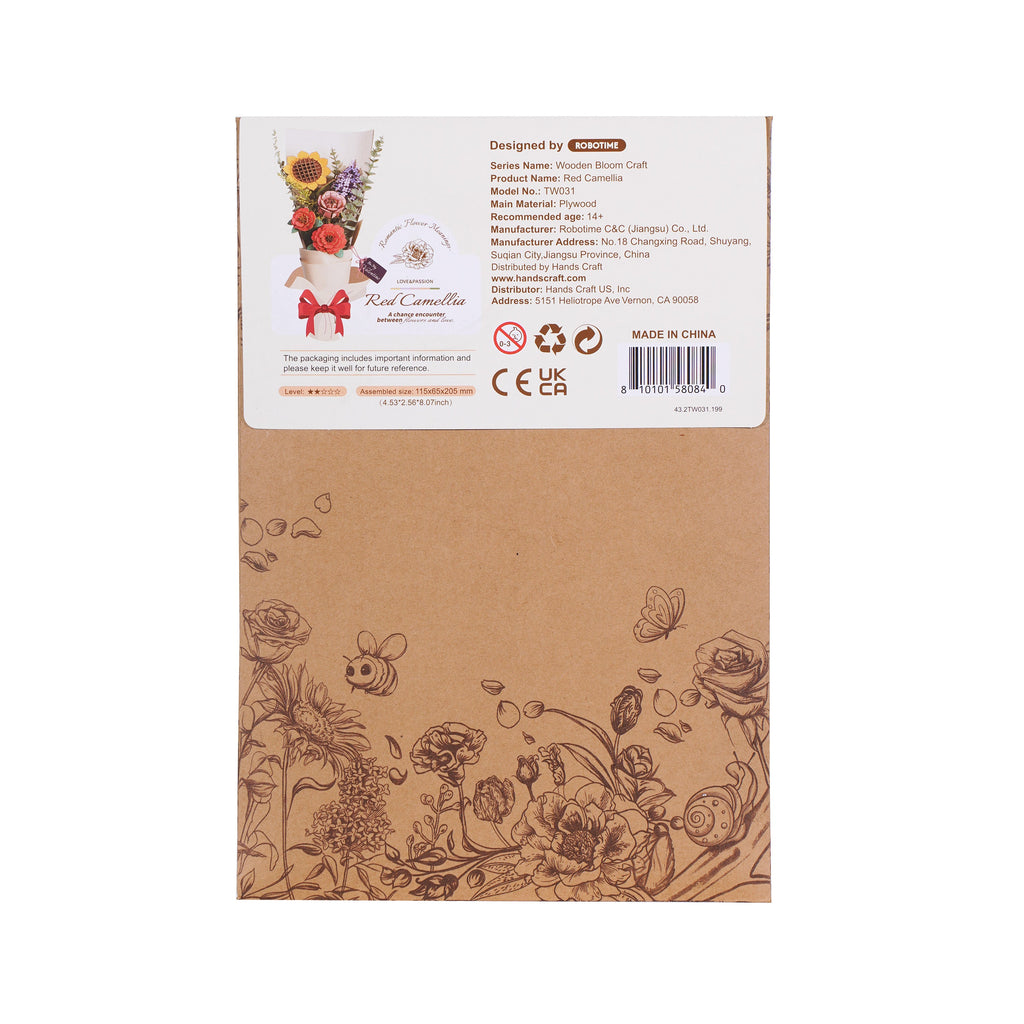 Hands Craft | Wooden Flower Red Camellia 14+