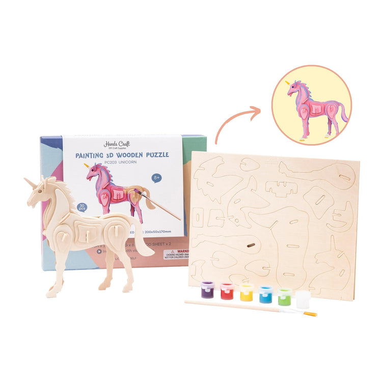 Wooden Puzzle With Paint | Unicorn 5+
