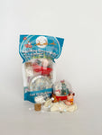 Holiday Snowglobe Mini Kiddough Play Kit with snowman globe, reindeer figurine, and dough for ages 3+