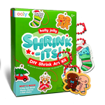 OOLY Holly Jolly Shrink-Its DIY Shrink Art Kit with Christmas charm keychains displayed