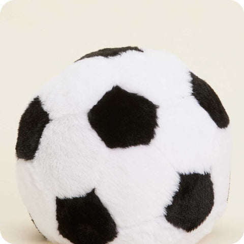 Warmies plush soccer ball stuffed animal with black and white pentagon pattern design