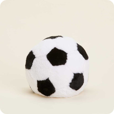 Warmies plush soccer ball stuffed animal with black and white pentagon pattern design