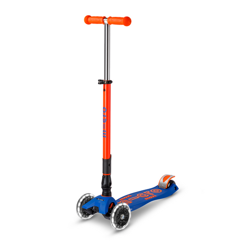 Micro Maxi Foldable LED Scooter | Neon Blaze Orange/Navy 5-12 Years - 1